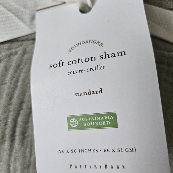 Pottery Barn Gray Soft Cotton Handcrafted Quilted Pillow Sham Standard NEW - Picture 2 of 2